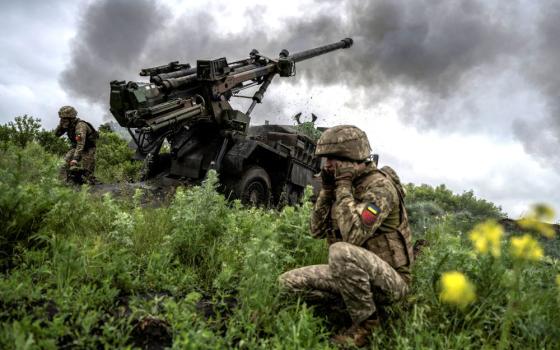 Ukrainian service members with the 55th Separate Artillery Brigade fire a Caesar self-propelled howitzer toward Russian troops near the town of Avdiivka in Ukraine's Donetsk region May 31, 2023, amid Russia's ongoing attack on the country. 