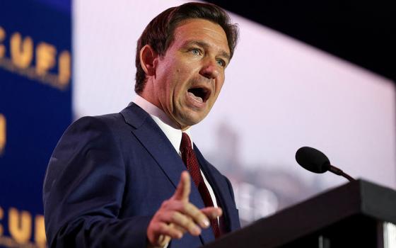 Florida Gov. Ron DeSantis, a Republican presidential candidate and a Catholic, delivers remarks at the annual Christians United for Israel Summit, at the Crystal Gateway Marriott in Arlington, Virginia, U.S., July 17. (OSV News/Reuters/Kevin Wurm)