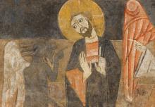 A 12th-century Spanish fresco depicts the temptation of Christ by the devil. (Metropolitan Museum of Art/The Cloisters Collection and Gift of E.B. Martindale)