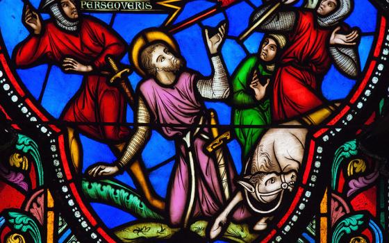 The conversion of St. Paul the Apostle in a stained glass at the Catholic Cathedral of St. Gudula in Brussels (Dreamstime/Jorisvo)