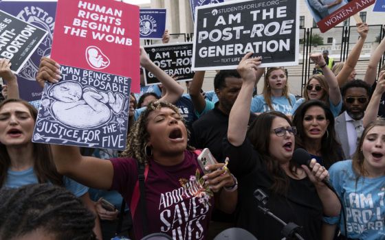 Anti-abortion protesters gather outside the Supreme Court in Washington June 24. (AP/Jose Luis Magana)